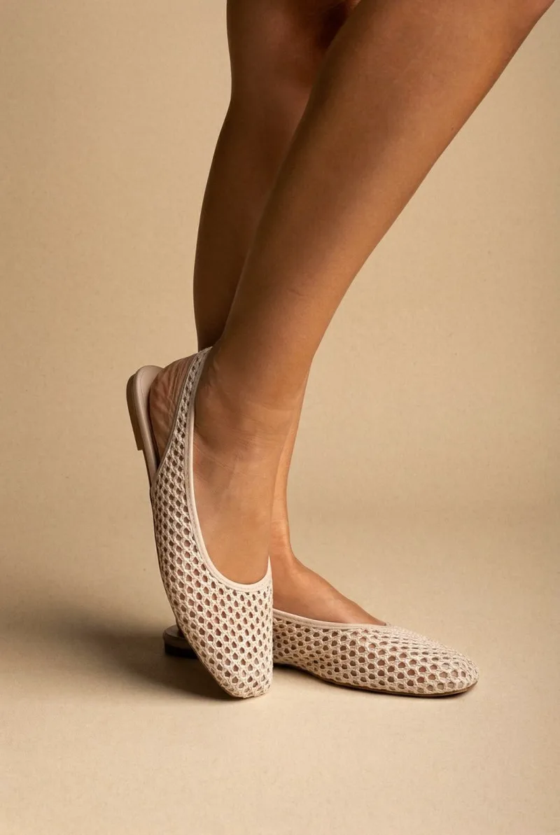 ONLY Slingback Ballet Flats Woven Design - 15368912 - Μπεζ Raffia