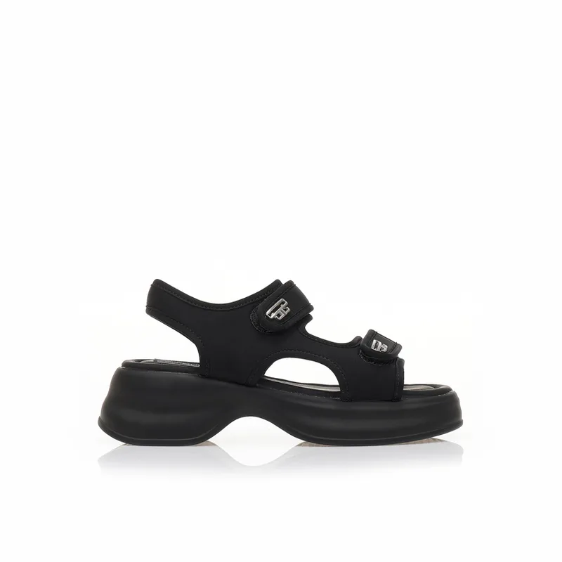 Flatforms μαύρα υφασμάτινα με σκρατς ΜΑΥΡΟ