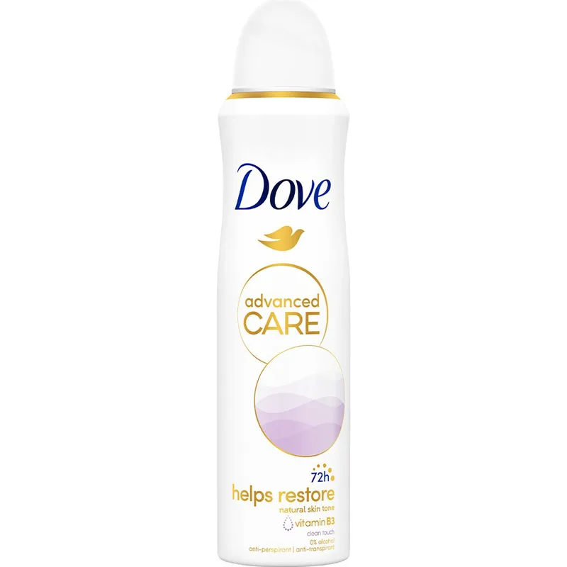 Dove Advanced Care Clean Touch 72h Anti-Perspirant Spray Γυναικείο Αποσμητικό Spray για 72ωρη Προστασία από τον Ιδρώτα με Βιταμίνη Β3 που Βοηθά να Επανέλθει ο Φυσικός Τόνος της Επιδερμίδας με Κομψό Άρωμα Λουλουδιών 150ml