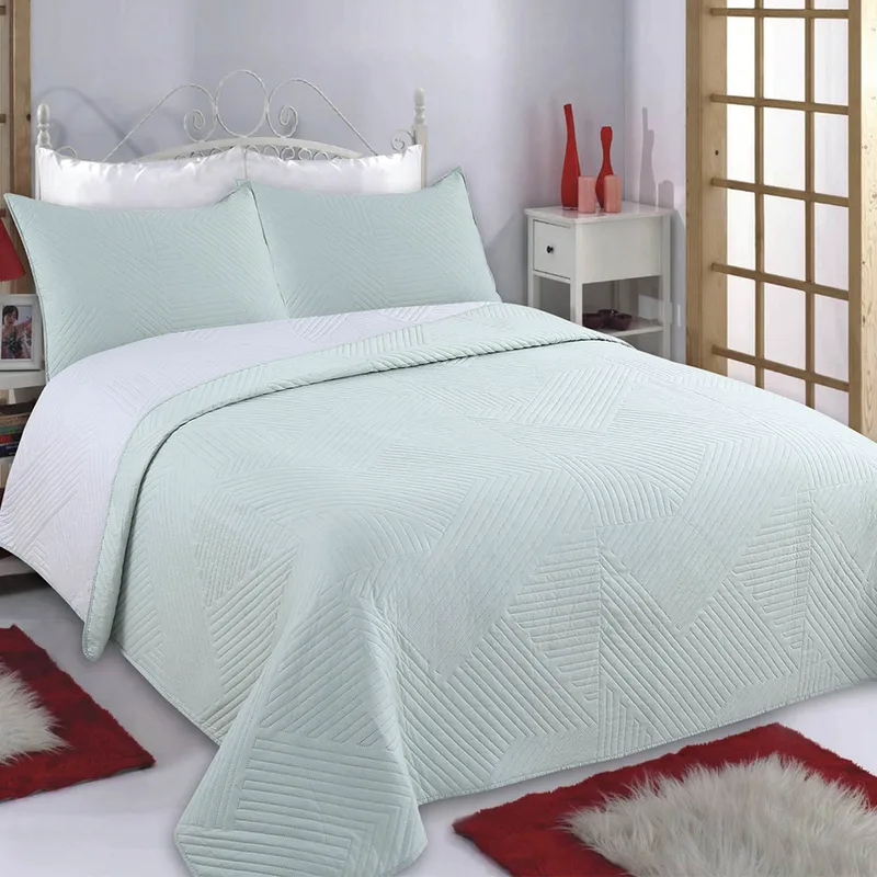 Κουβερλί Υπέρδιπλο (Σετ 220x240) 2 Όψεων Silk Fashion Lines Mint/Grey