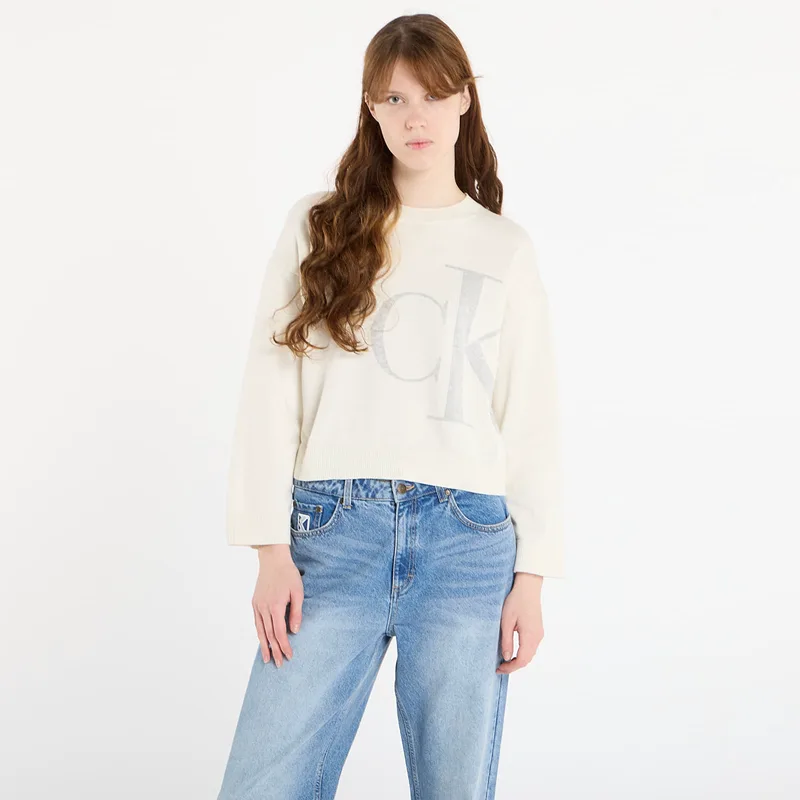 Πουλόβερ Calvin Klein Jeans Long Sleeve Smooth Sweater White XS