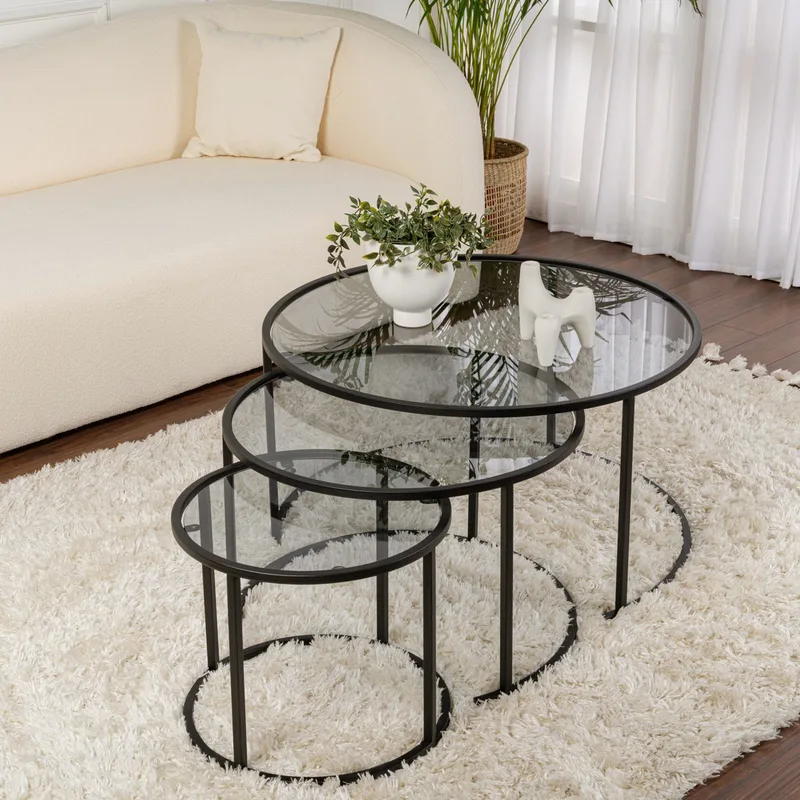 Σετ Τραπέζι Σαλονιού Aurum - 80, 60, 42 - Black, Grey 857Nrd1104 (15x35x15)