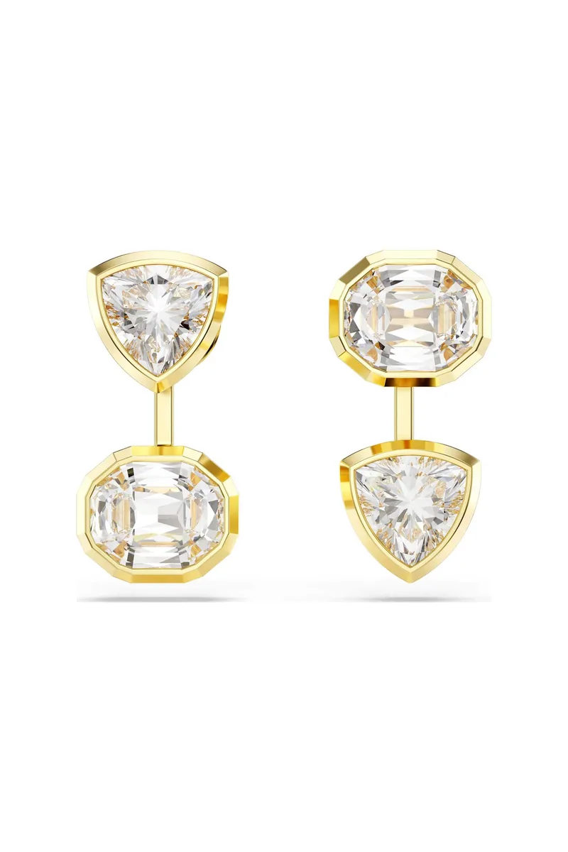 Swarovski γυναικεία σκουλαρίκια σκουλαρίκια ασυμμετρικό σχέδιο, μείξη κοπών, λευκές, επιμετάλλωση σε χρυσαφί τόνο "Imber" - 5705461