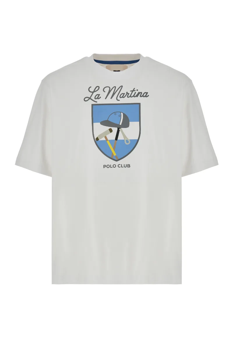 ΑΝΔΡΙΚΟ T-SHIRT LA MARTINA ΚΟΝΤΟΜΑΝΙΚΟ ΜΕ ΤΥΠΩΜΑ ΛΕΥΚΟ