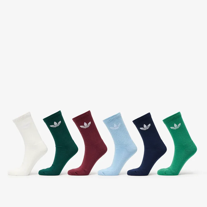 adidas Trefoil Crew Sock Cushion 6-Pack Off White/ Semi Court Green/ Collegiate Green S