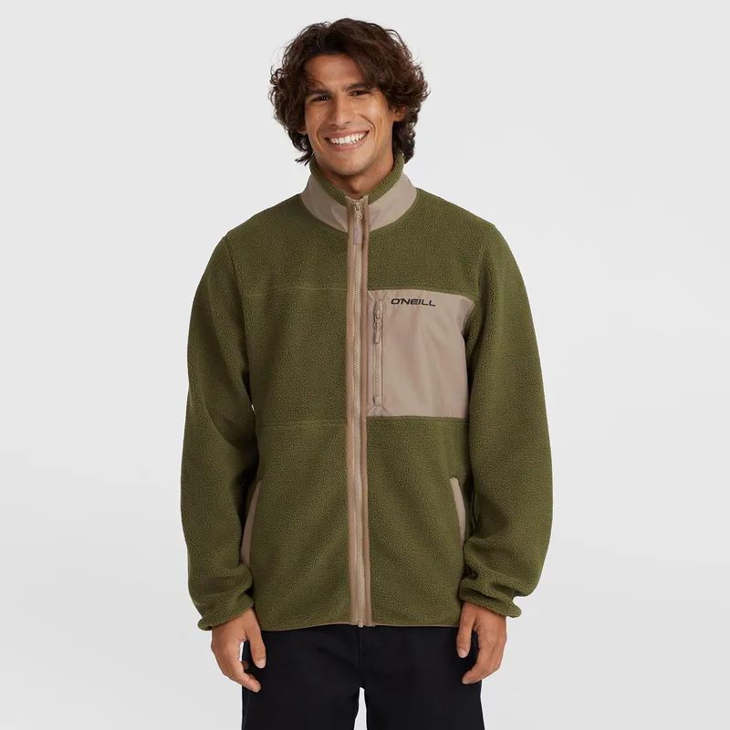 O'NEILL MEN HIGH-PILE FULL-ZIP FLEECE TOP ΧΑΚΙ