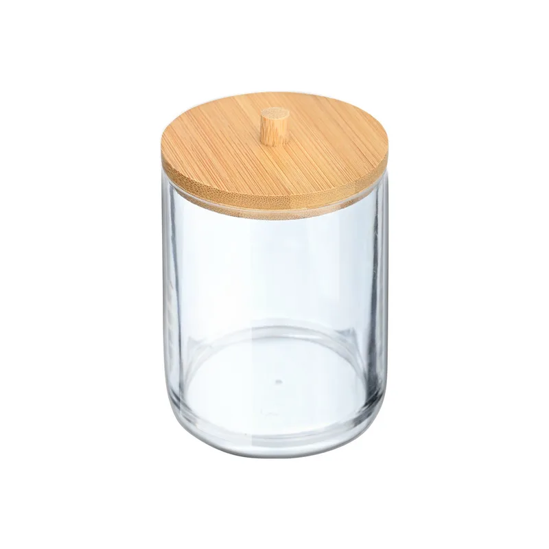 Κουτί Αποθήκευσης & Οργάνωσης Bamboo Essentials Για Δίσκους Ντεμακιγιάζ 7x7x12cm Με Καπάκι