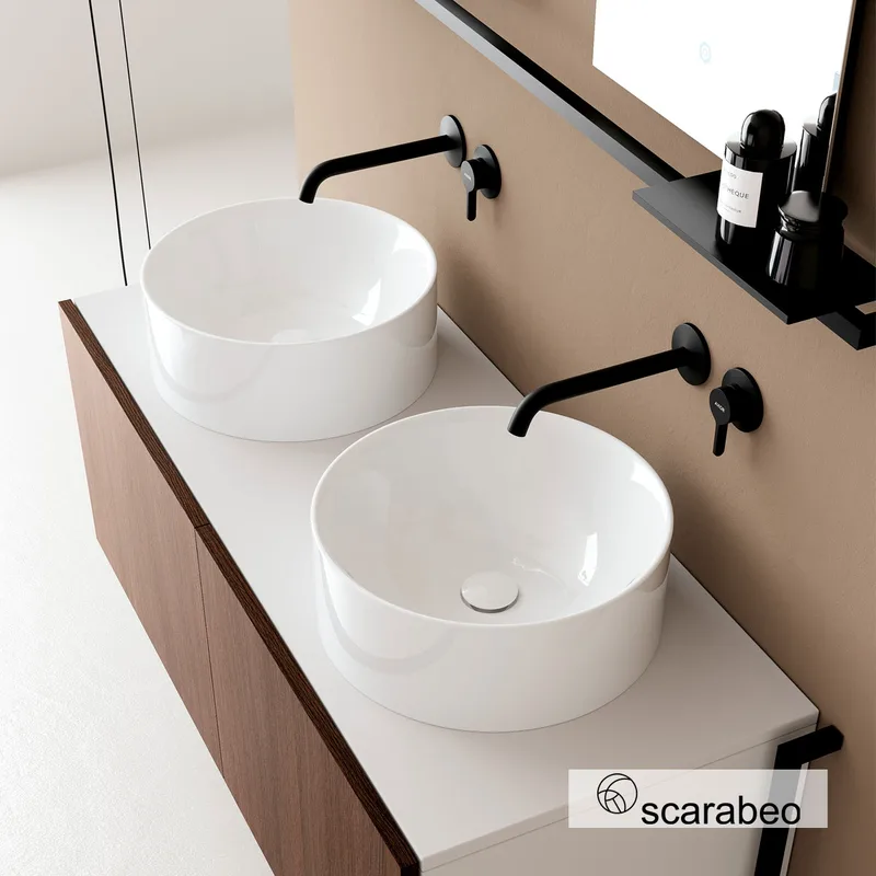 Νιπτήρας Επικαθήμενος Scarabeo Skinny 502-5407-300 Λευκό (Φ.40cm)