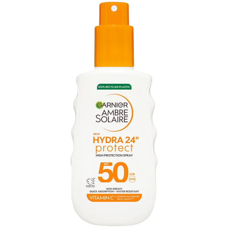 Garnier Ambre Solaire Hydra 24H Protect Spray Spf50 Αντηλιακό Σπρέι Σώματος Υψηλής Αντηλιακής Προστασίας με Βιταμίνη Ε 150ml