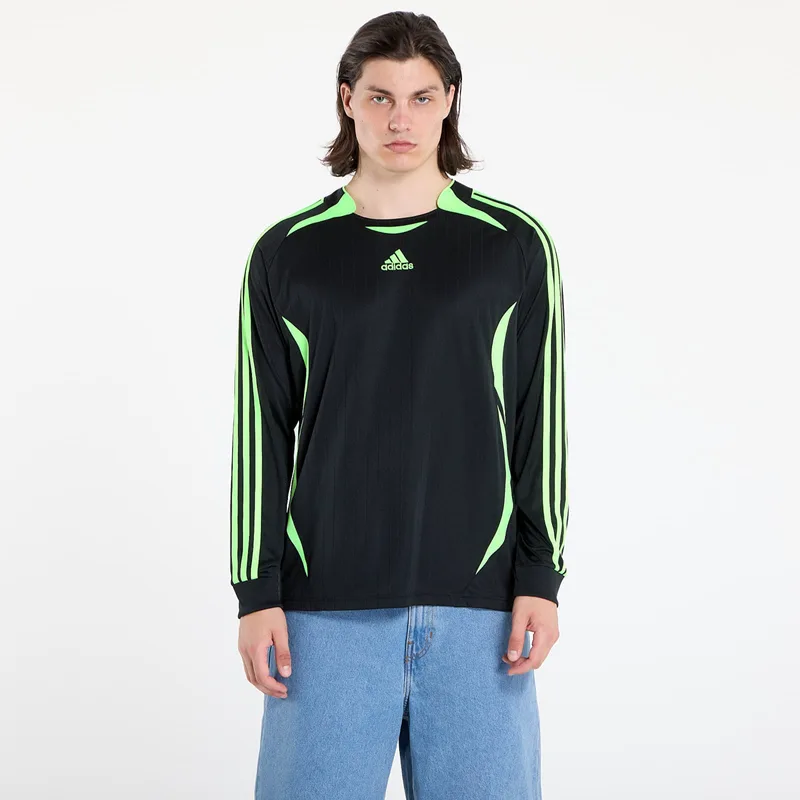T-shirt adidas Teamgeist Adicolor Long Sleeve Loose T-Shirt Black / Signal Green XL