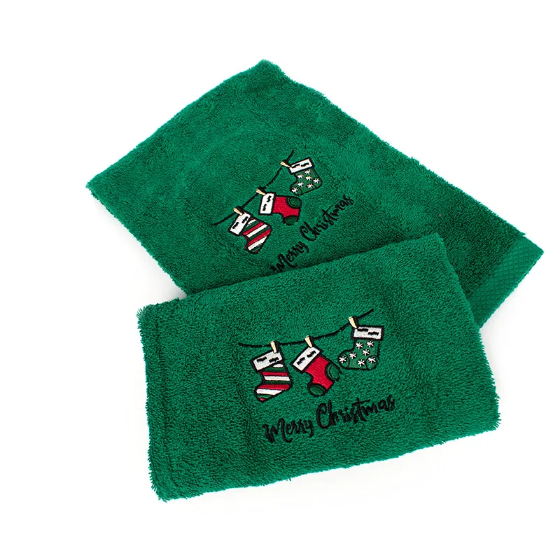 Πετσέτες Μπάνιου (Σετ 2 Τμχ) Dimcol Christmas Socks Πράσινο