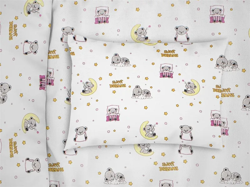 Μαξιλαροθήκη Βαμβακερή 50x70εκ. Sweet Dreams 553 White-Ροζ DimCol (Ύφασμα: Βαμβάκι 100%, Χρώμα: Λευκό) - DimCol - 32111647035