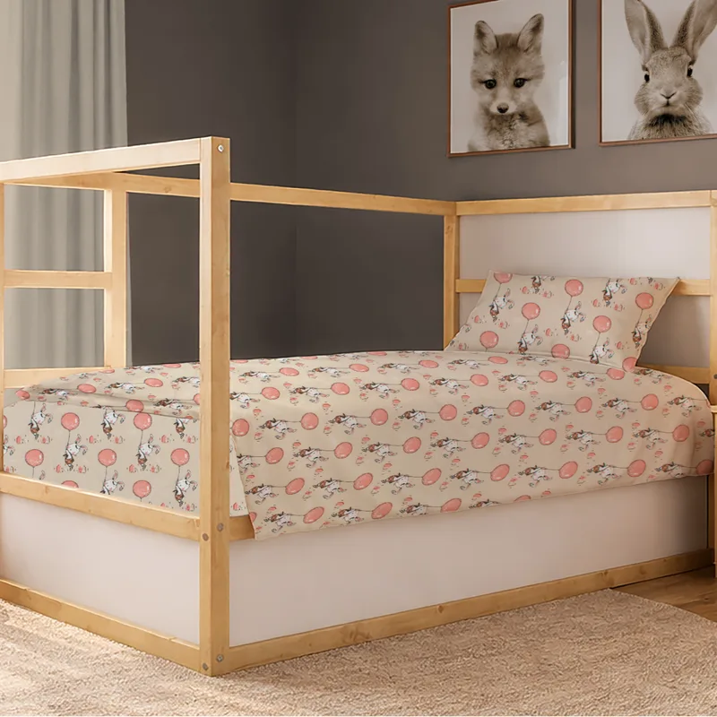 Παπλωματοθήκη Μονή (160x240) Dimcol Floating Bunny 714 Μπεζ - Salmon