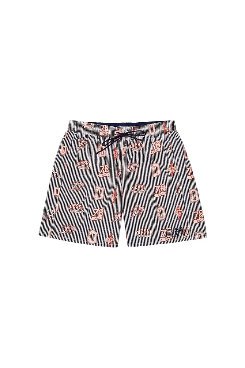 Diesel ανδρικό μαγιό σορτς με ριγέ σχέδιο και print - S26A205190EGDL Μπλε Σκούρο