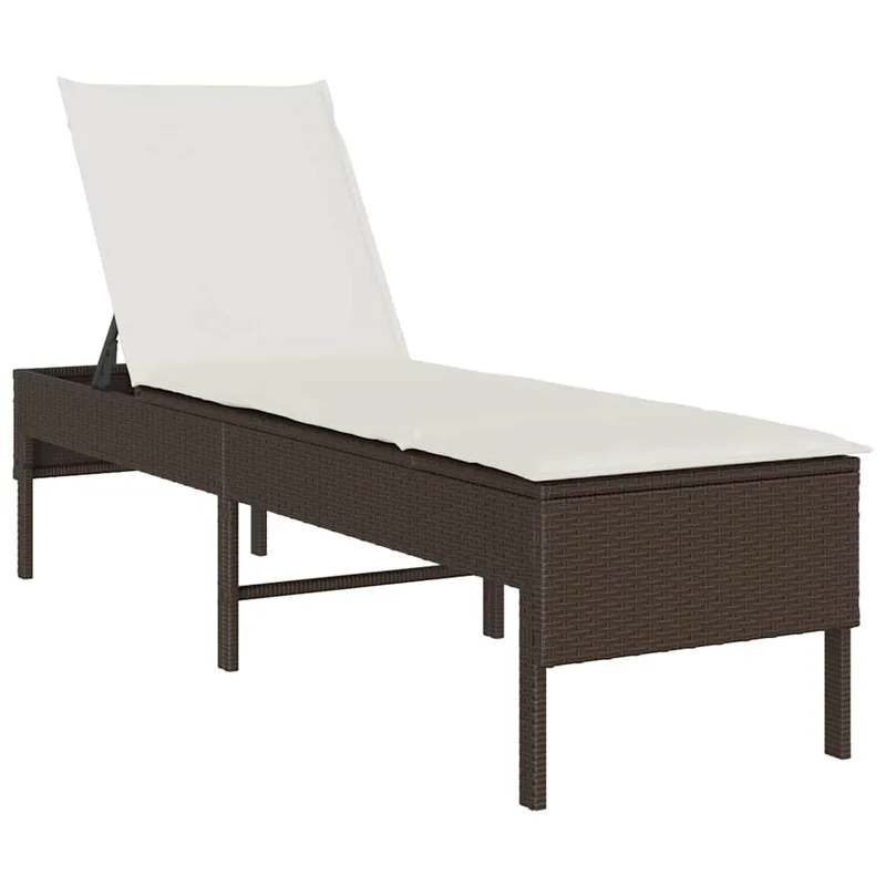 vidaXL Ξαπλώστρα με Μαξιλάρι Καφέ 55x200x44 εκ. από Συνθετικό Ρατάν