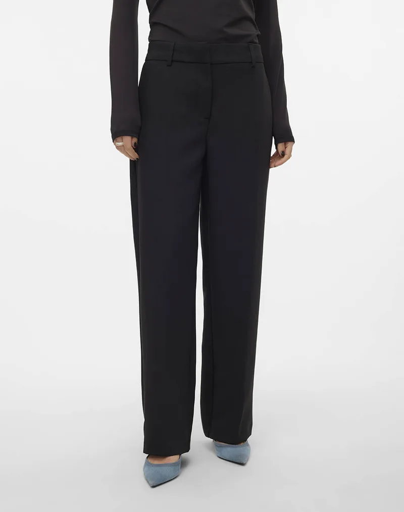 VERO MODA VMKINE MW STRAIGHT PANT NOOS 10317088-BLACK Black