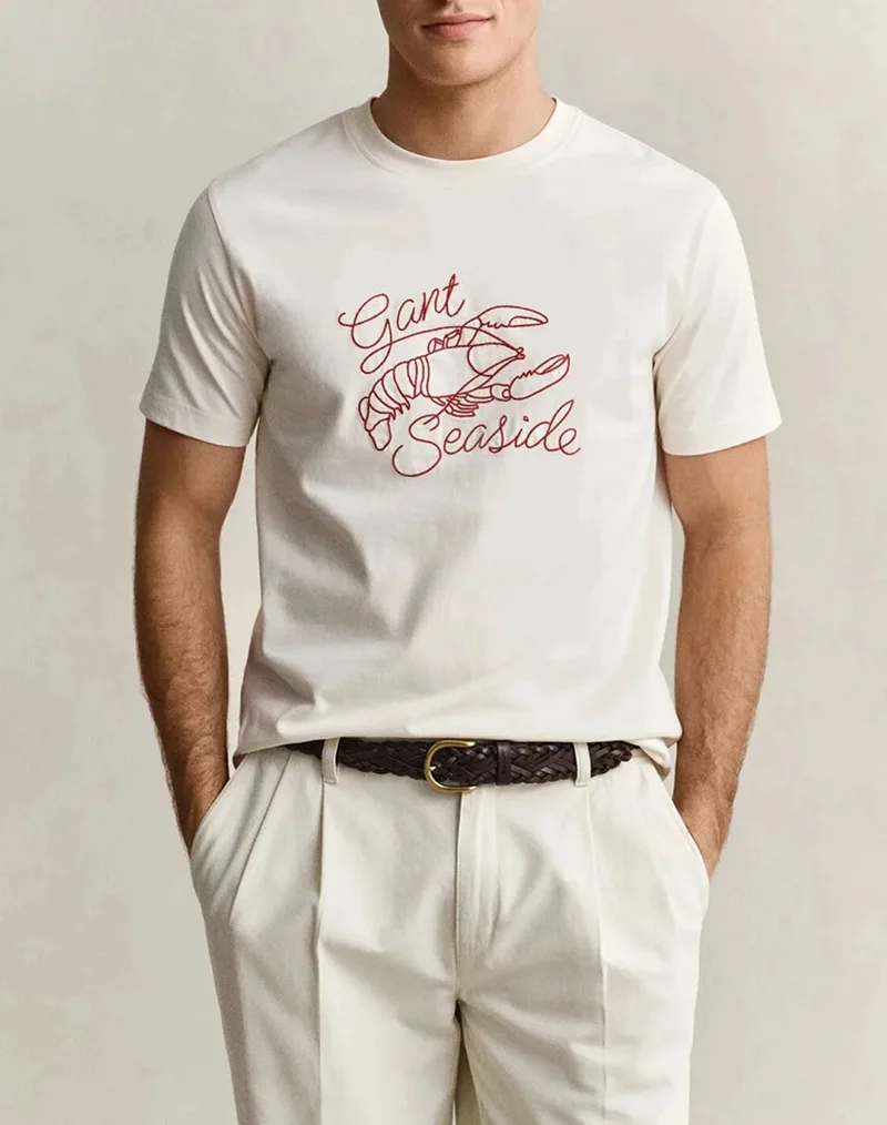 GANT ΜΠΛΟΥΖΑ ΚΜ EMBROIDERED SS TSHIRT 3G2003443-130 Cream