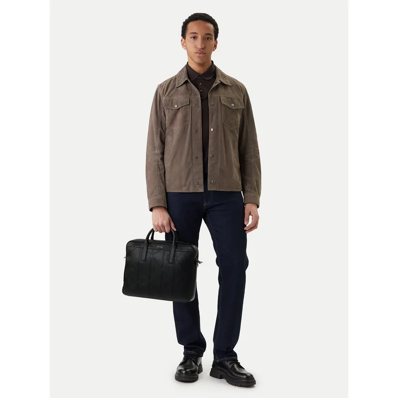 Τσάντα για laptop Calvin Klein Emblem Aop Emboss Commuter LV04D3329G Μαύρο