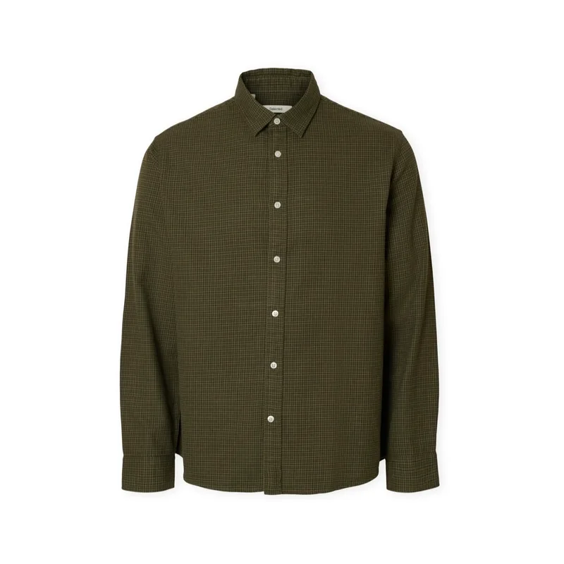 Πουκάμισο με μακριά μανίκια Selected Noos Regnoah Shirt - Forest Green