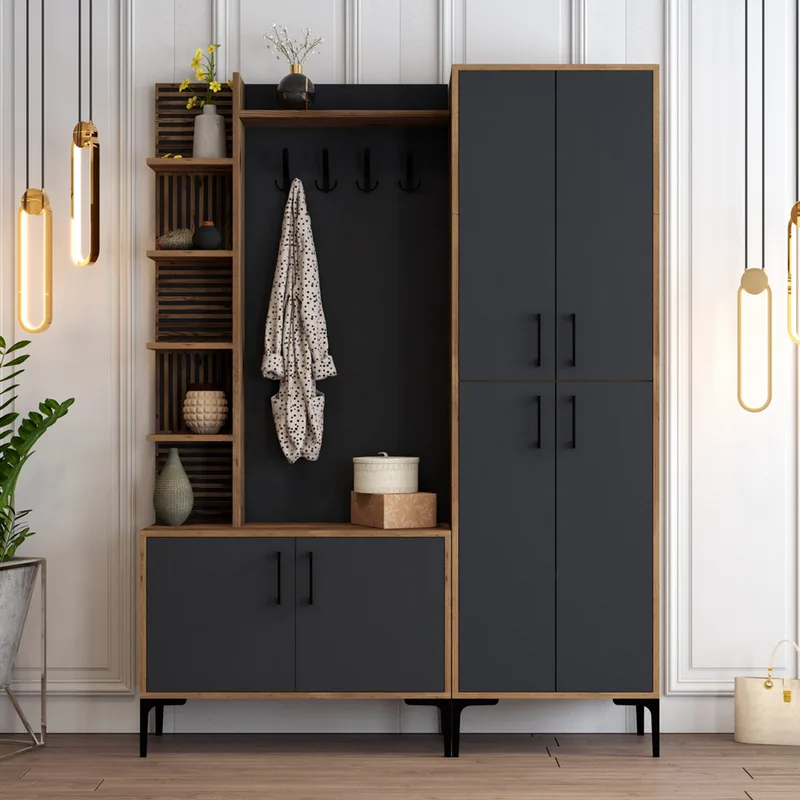 Έπιπλο Εισόδου / Πορτ Μαντό Viyana Da - Walnut, Anthracite 845Hct4223 (60x200x35 cm)