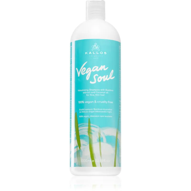 Kallos Vegan Soul Volumizing σαμπουάν για όγκο για λεπτά και αδύναμα μαλλιά 1000 ml