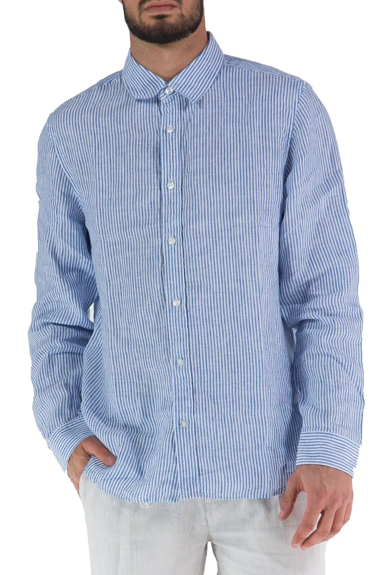 Πουκάμισο Μακρυμάνικο Guess Nautical Stripe Linen M3GH29WFA00-F73J Ανδρικό