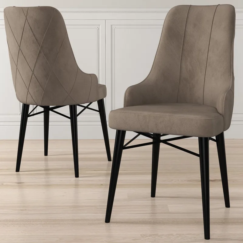 Σετ Καρέκλες (2 Τμχ) Neta - Cappuccino, Black 240Chr1698 (46x95x42 cm)
