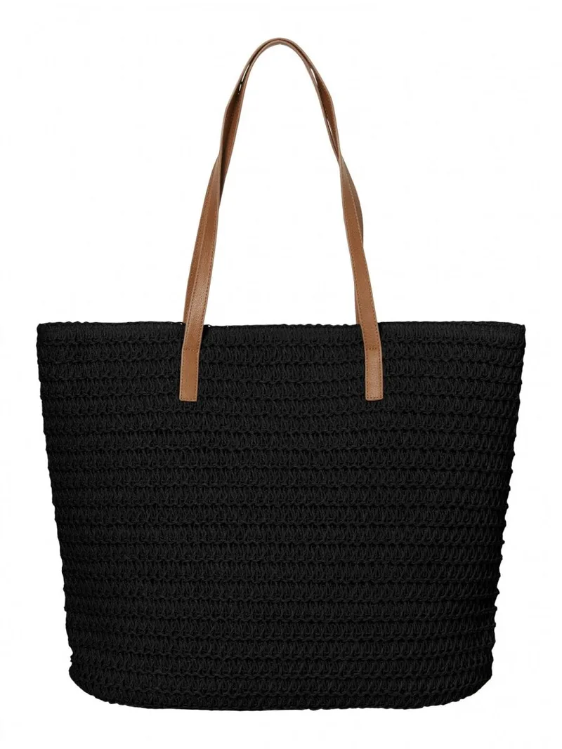 VERO MODA Straw Beach Bag - 10224588 - Black