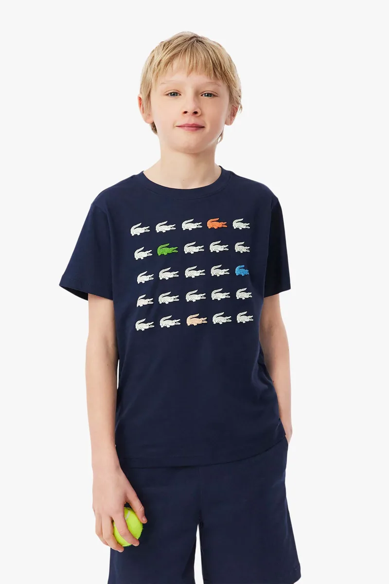 Lacoste παιδικό T-shirt με crocodile print - TJ7369 Μπλε Σκούρο