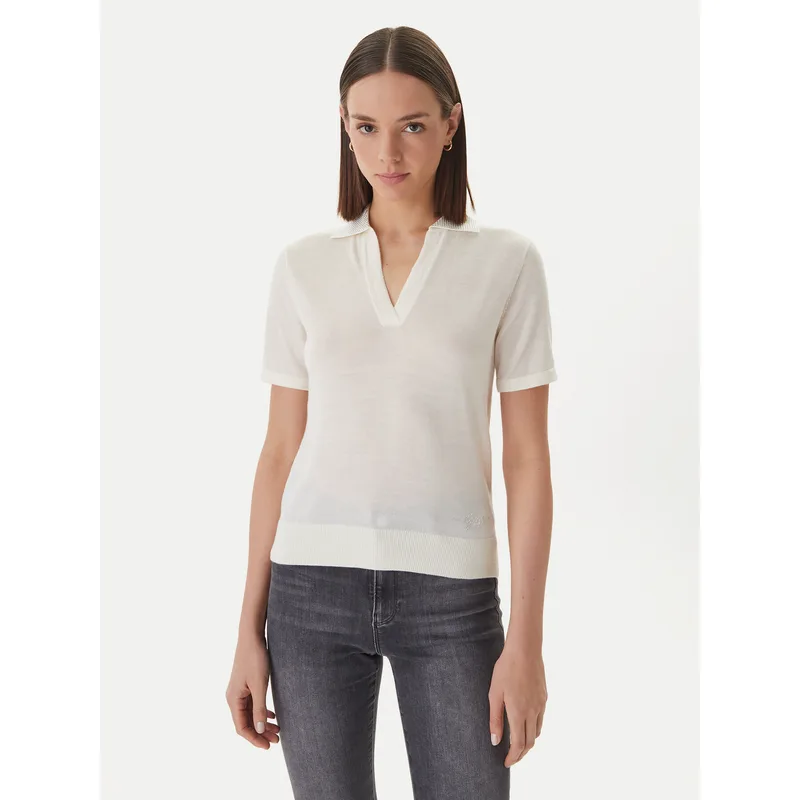 Guess Polo W6GR03 Z0583 Κρεμ Regular Fit