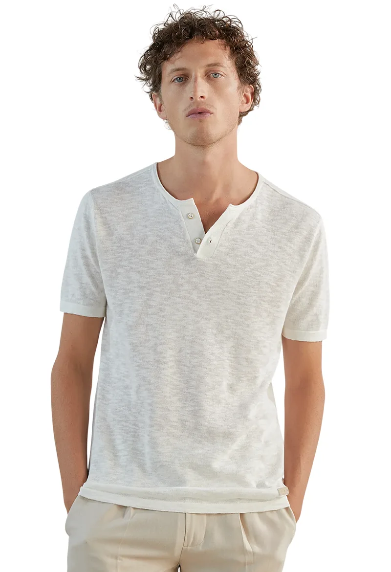 ΑΝΔΡΙΚΟ T-SHIRT IZAC GIDIETTER HENLEY ΕΚΡΟΥ