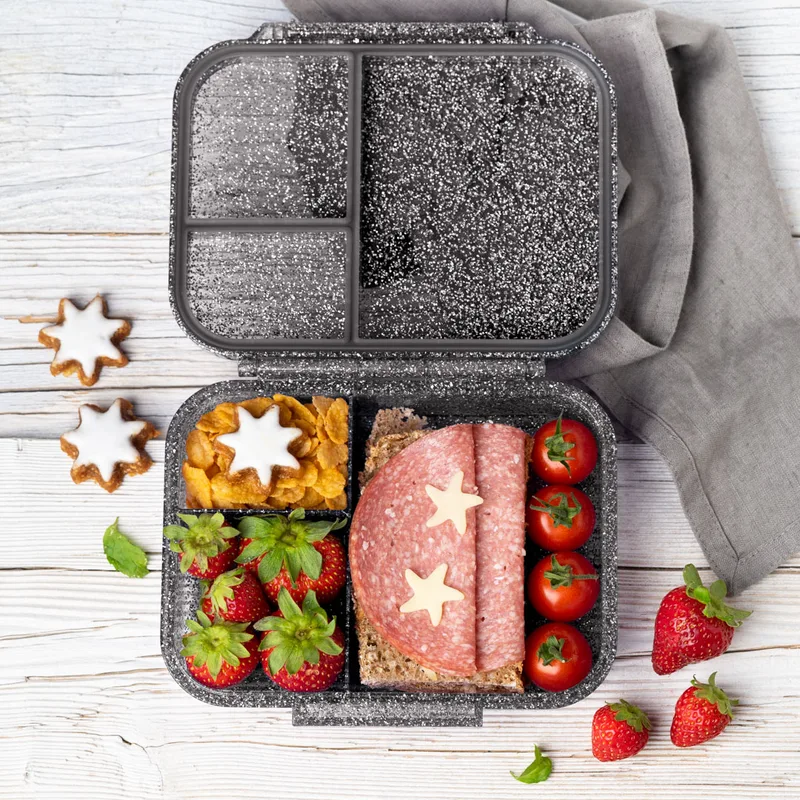 Lekkabox Mini Glamour Snackbox 3 sections - Black Glitter