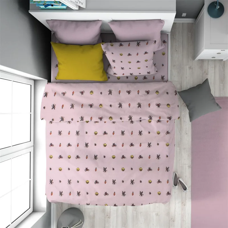 Παπλωματοθήκη Εμπριμέ kids Looney Tunes 39 160X240 Ροζ 100% Cotton Flannel-32210823020