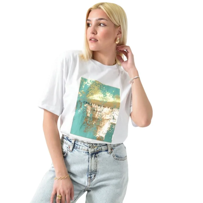 Γυναικείο T-shirt με στάμπα Λευκό 26271
