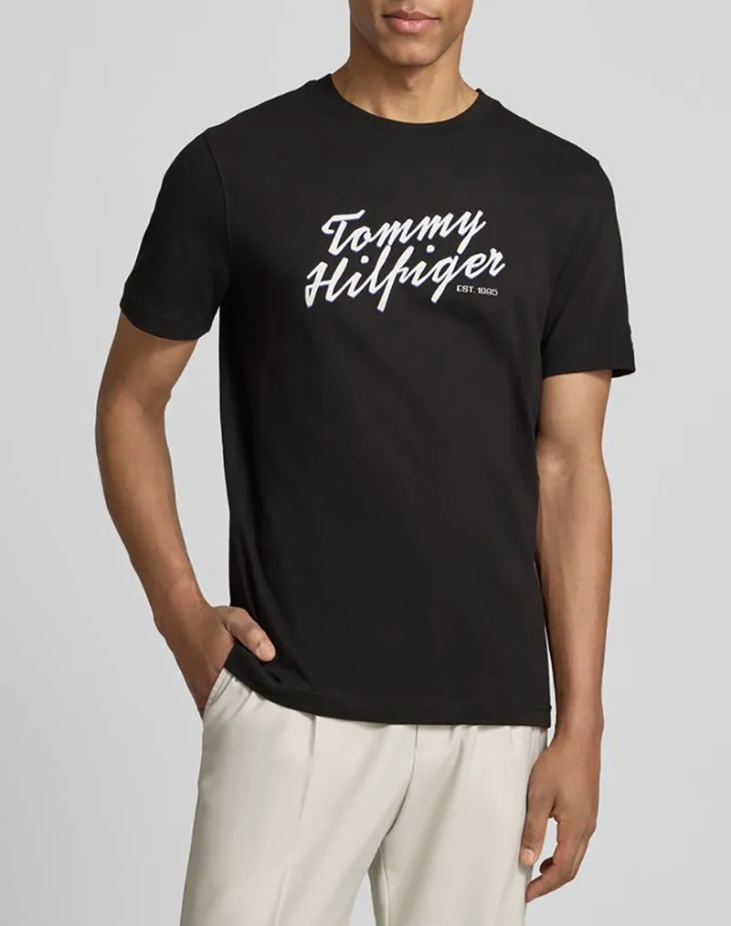 TOMMY HILFIGER SUMMER TEXT GRAPHIC TEE MW0MW42385-BDS Black