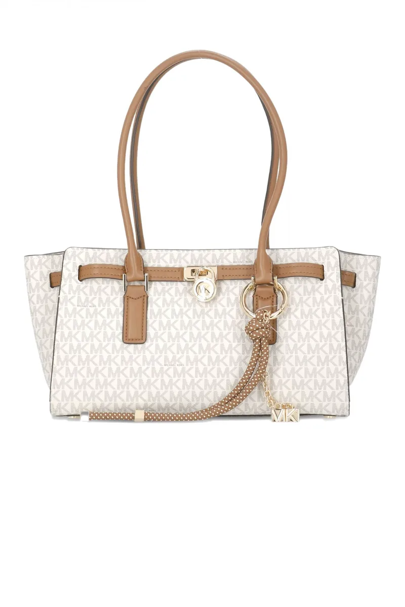 MICHAEL KORS ΤΣΑΝΤΑ ΩΜΟΥ HAMILTON MODERNE AΠΟΣΠΩΜΕΝΟΣ ΚΡΙΚΟΣ ALL OVER LOGO ΜΠΕΖ/ΤΑΜΠΑ