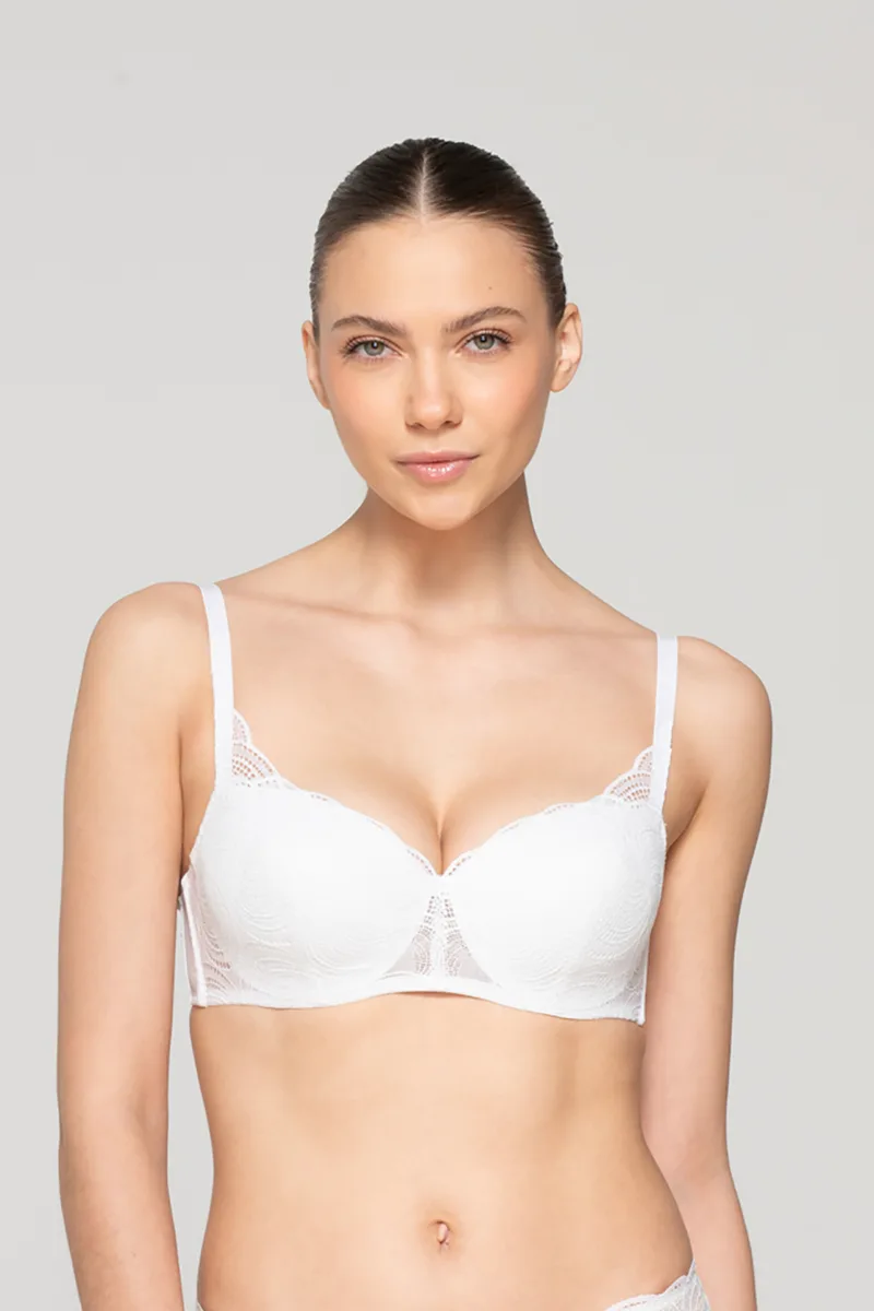 Luna γυναικείο σουτιέν 3/4 Padded Balconette με ήπια ενίσχυση και ζακάρ φλοράλ δαντέλα ''Pearl'' (Cup D)-16502b