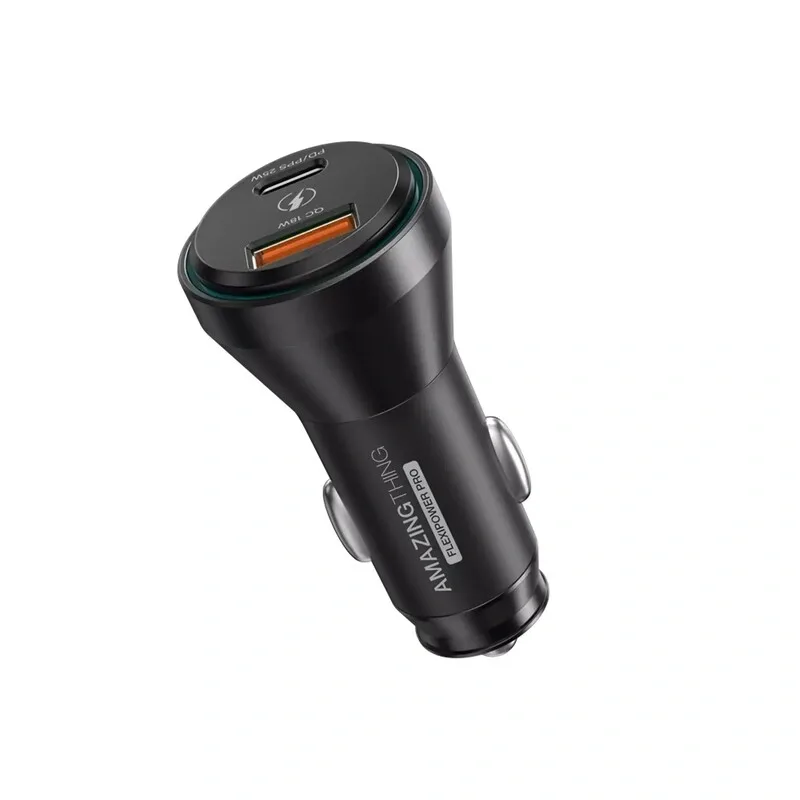 AmazingThing FlexiPower Pro Car Charger 1x USB QC 1x USB-C 43W Black (W961)