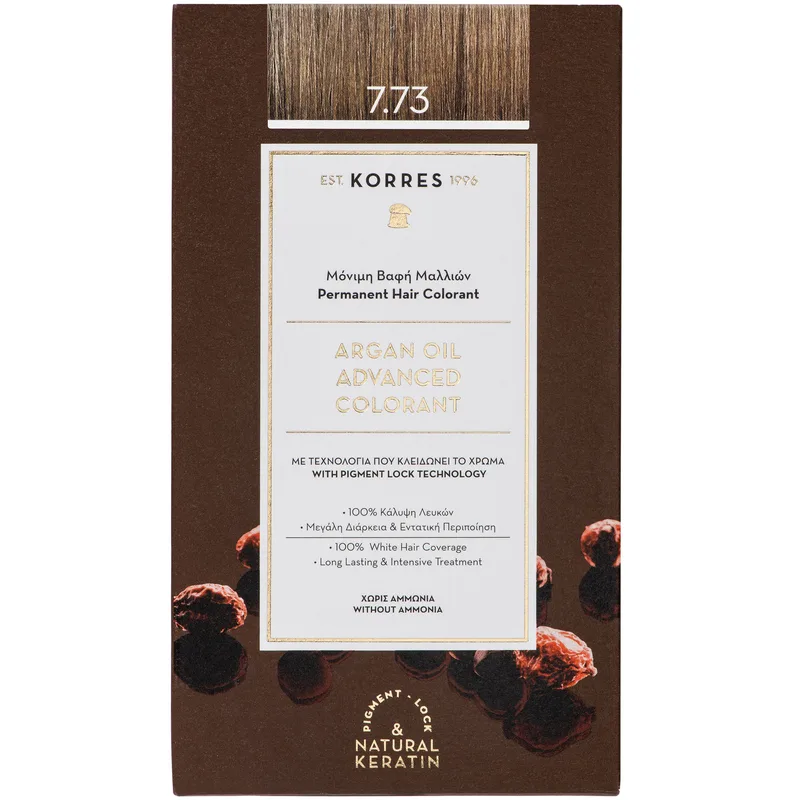 Korres Argan Oil Βαφή Μαλλιών Χωρίς Αμμωνία με Τεχνολογία Pigment-Lock που Κλειδώνει το Χρώμα 1 Τεμάχιο - 7.73 Χρυσή Μόκα