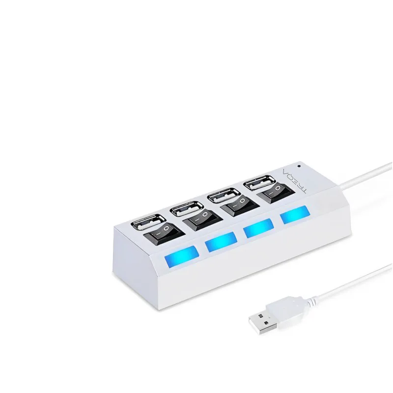 USB Hub 3.0 με 4 Θύρες USB-A και διακόπτες Treqa USB-4 Λευκό