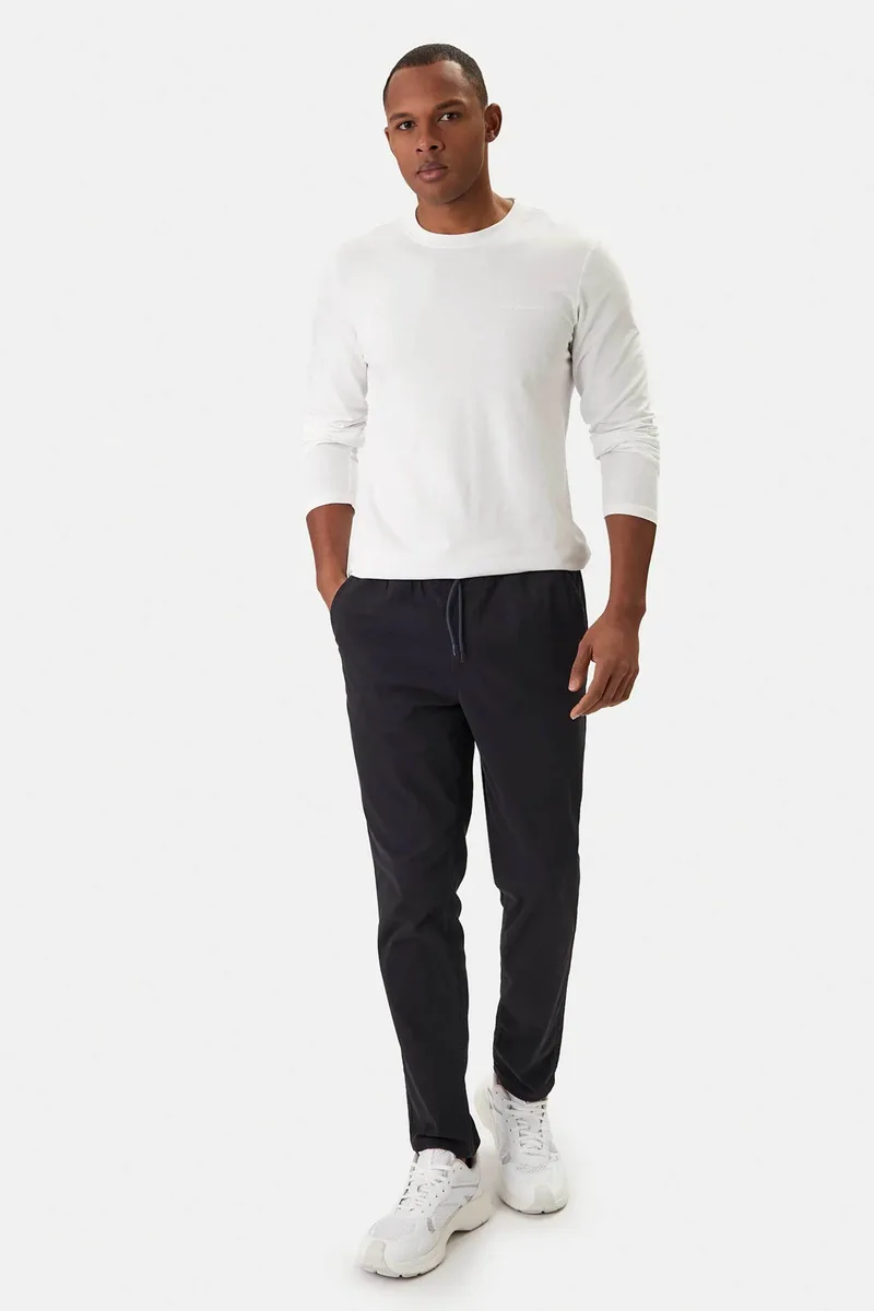JACK & JONES ανδρικό παντελόνι με ελαστική μέση Regular Fit - 12288472 Σκούρο Μπλε
