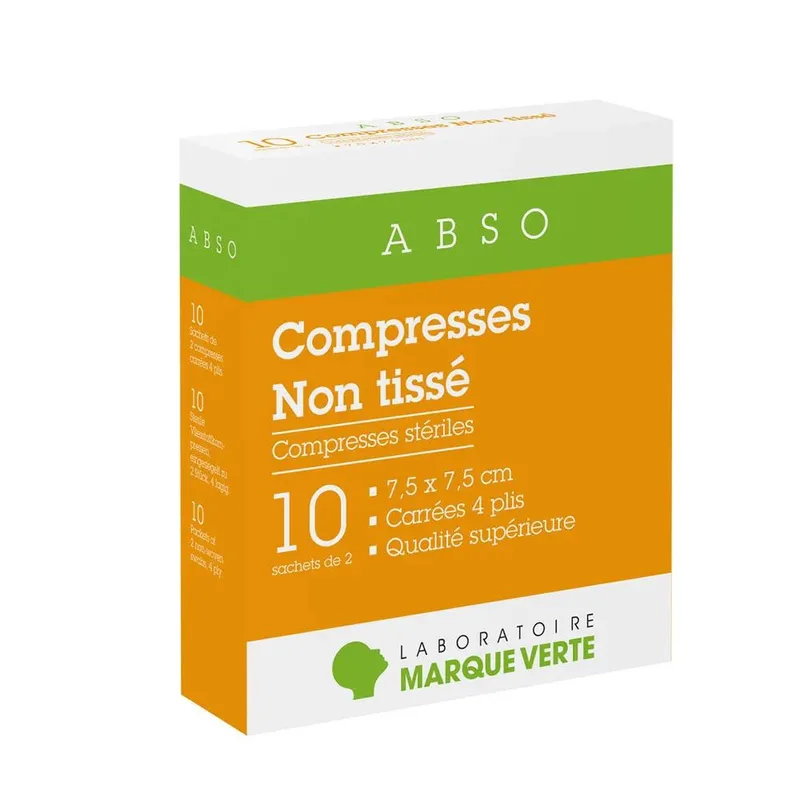 Marque Verte Abso Non-woven tablets 7.5x7.5cm x10 sachets of 2