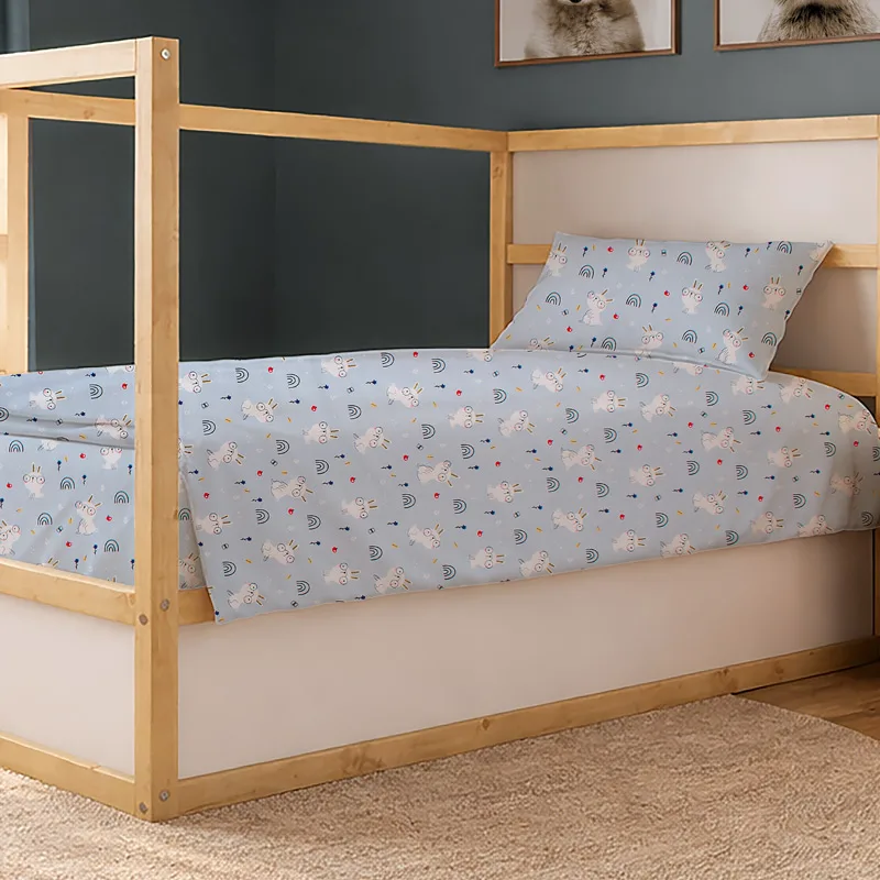 Σεντόνια Μονά Σετ Dimcol Rabbit Garden 584 Sky Blue