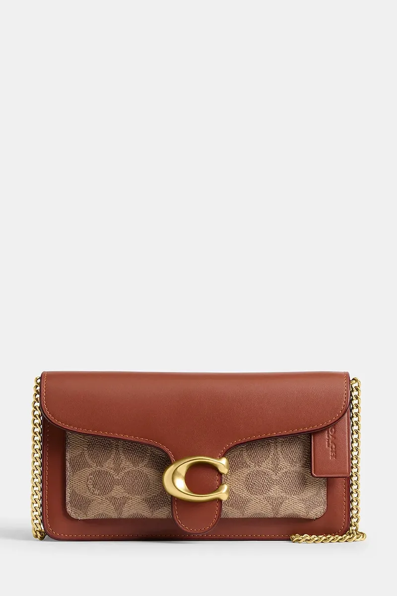Δερμάτινη τσάντα Coach Tabby Chain Clutch In Signature Canvas