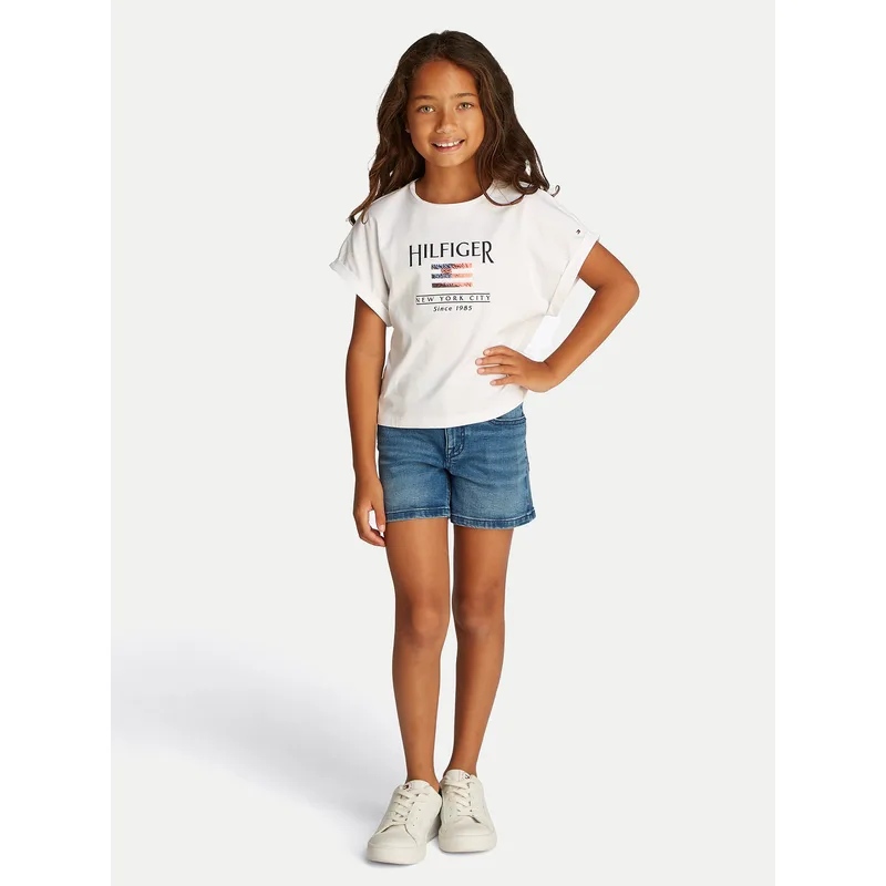 Tommy Hilfiger T-Shirt KG0KG08525 S Λευκό Regular Fit