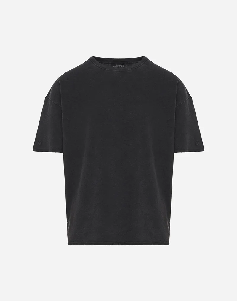 DIRTY LAUNDRY PIQUET T-SHIRT WITH RAW EDGES DLMT000606-VINTAGE BLACK JetBlack