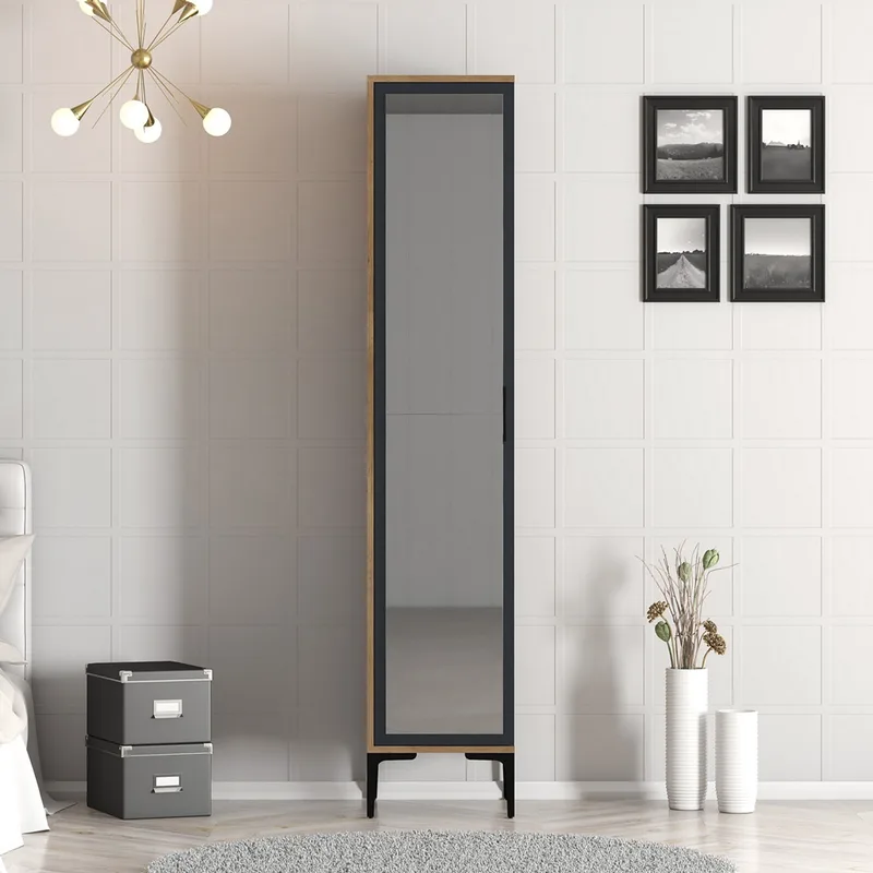 Ντουλάπα Ρούχων Kumsal R - Walnut, Anthracite 845Hct5404 (40x201,4x47,5 cm)