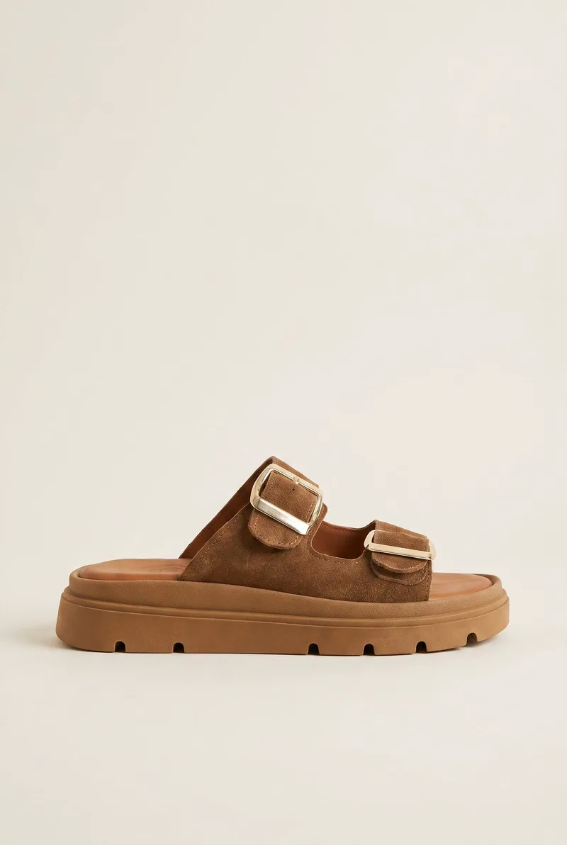 TFP Buckle Sandals - 519 - Taupe Σουέτ