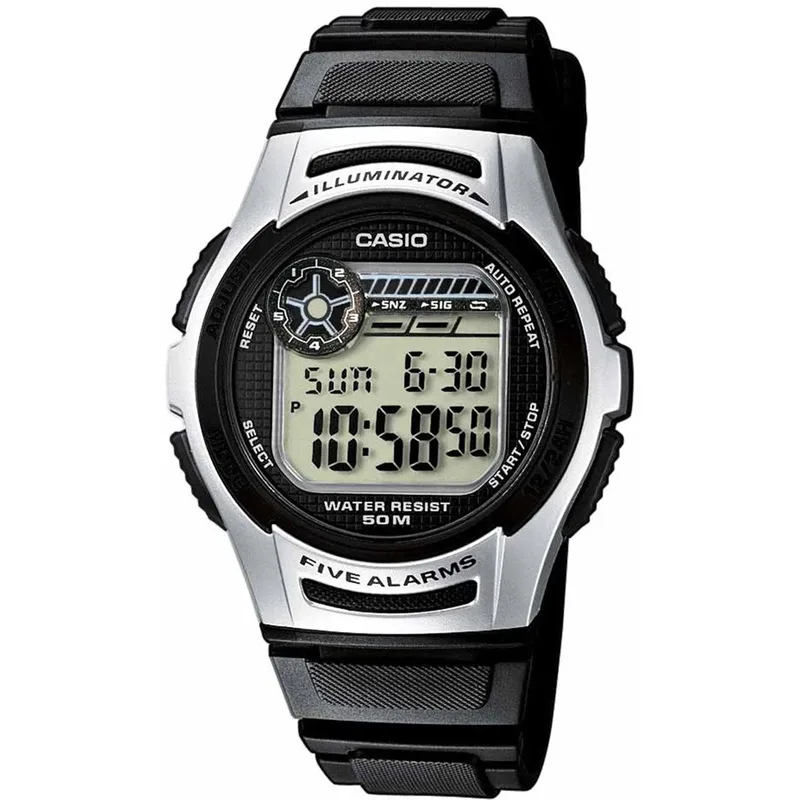 CASIO Standard Black Rubber Strap W-213-1AVES