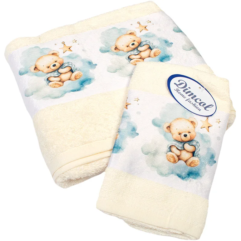 Παιδικές Πετσέτες Σετ 2τμχ Dimcol Cute Bear 303 Ecru